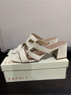 Esprit Jude Cream Strappy Block Heel Mules sandals Size 8.5